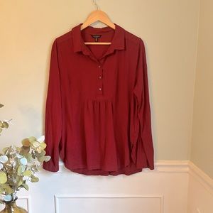 Lucky Brand Womens Red Long-sleeve Tunic Size L